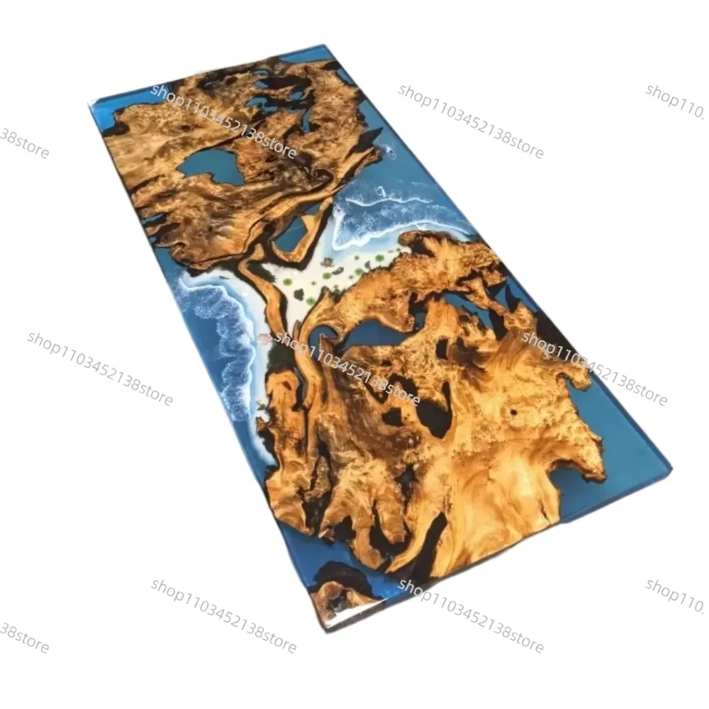 

New Vintage Furniture Luxury Coffee Solid Wood River Design Dining Table Restaurant Dining Table Resin Epoxy Table
