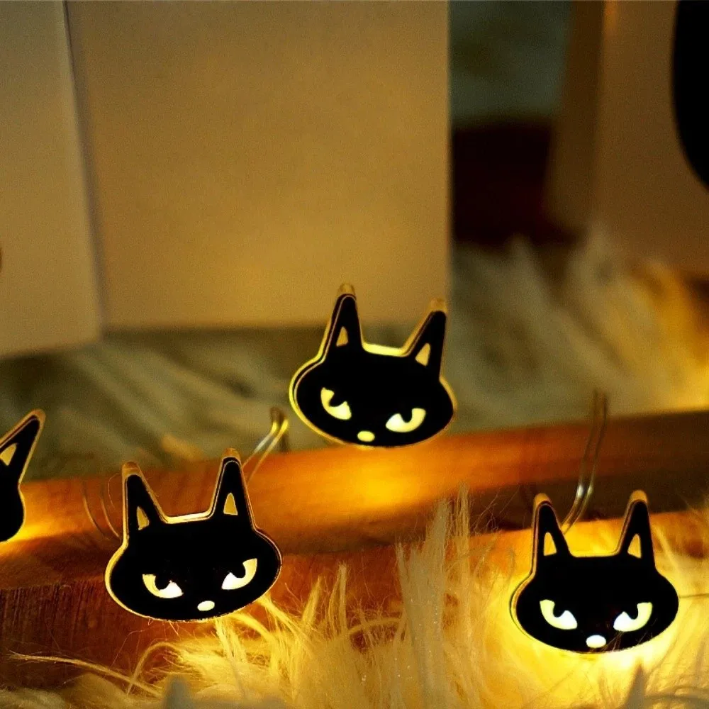 Halloween Decor 20/50 Lights Halloween String Lights Luminous Black Cat Pumpkin Lights USB Charging Bat Decor Outdoor Yard