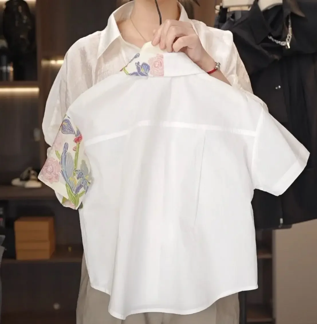 

Spring and Autumn Children's Shirt Fashion Boys and Girls' Design Sense Flower Loose Printed Short Sleeve Casual Shirt 2-7Y