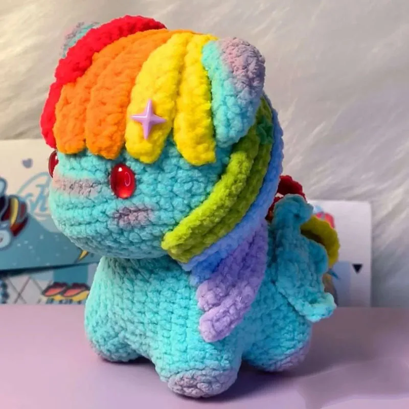 Handmade Crochet My Little Pony Plush Toy Cute Stuffed Knitted Pony Dolls Collectible Soft Figure Plushie Perfect Gifts for Fans