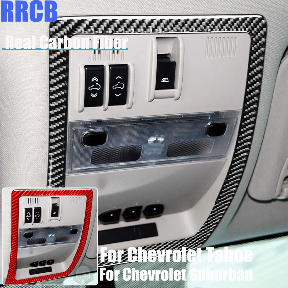 

Real Carbon Fiber Car Accessories Roof Control Frame Decorative Trim Soft Cover Sticker For Chevrolet Tahoe/Suburban 2007-2014