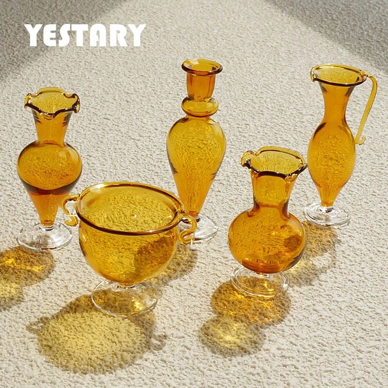 

YESTARY BJD Doll Furniture For 1/12 1/6 Dollhouse Miniature Decoration Glass Vase Miniature Item For Blythe OB11 Dollhouse Decor