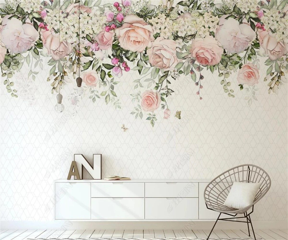 

Beibehang индивидуальный современный скандинавский зеленый акварель лист цветок растение детская комната фон papel de parede 3d обои