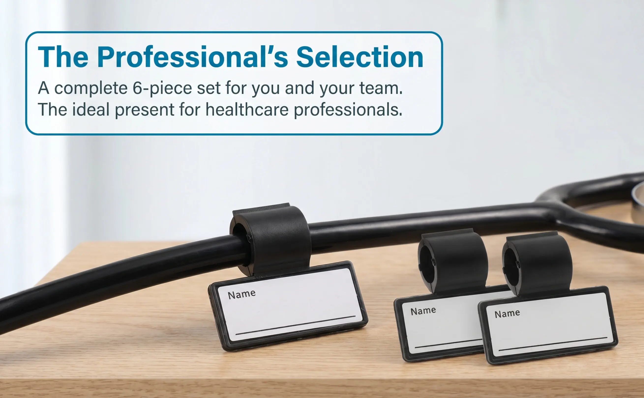 6Pcs Stethoscope Name Tags Double-Sided Writeable ABS Id Labels for Doctors Surgeons Internists Portable Clip-on Identification