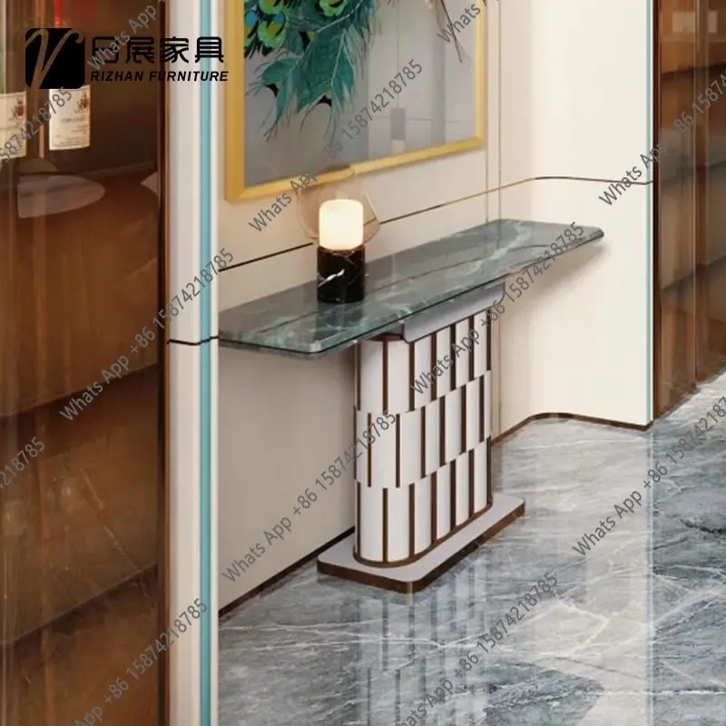 Natural stone Xuanguan platform designer light luxury high-end entry against the wall high-end view table