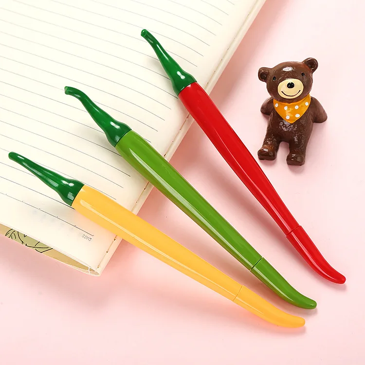 

1 Pcs Cute Simulation Pepper Rollerball Pen Creative Office Stationery Needle Tube Water-based Signature Pen Student Cartoon