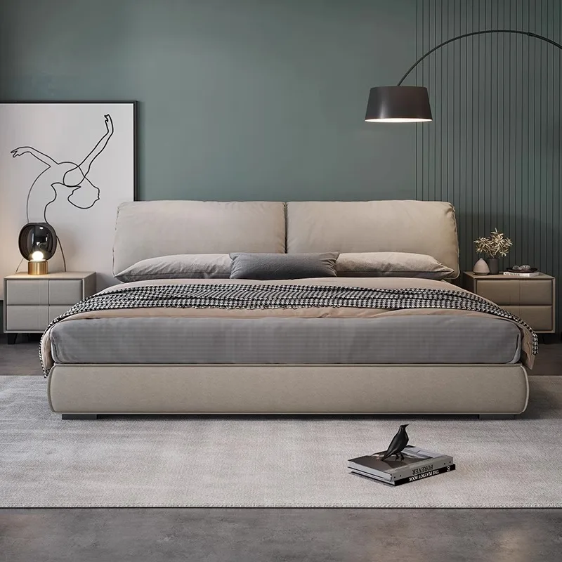 Technology Fabric Bed Modern Simple Master Bedroom High End Atmosphere 180cm Double Bed Soft Package Storage Cama Furniture