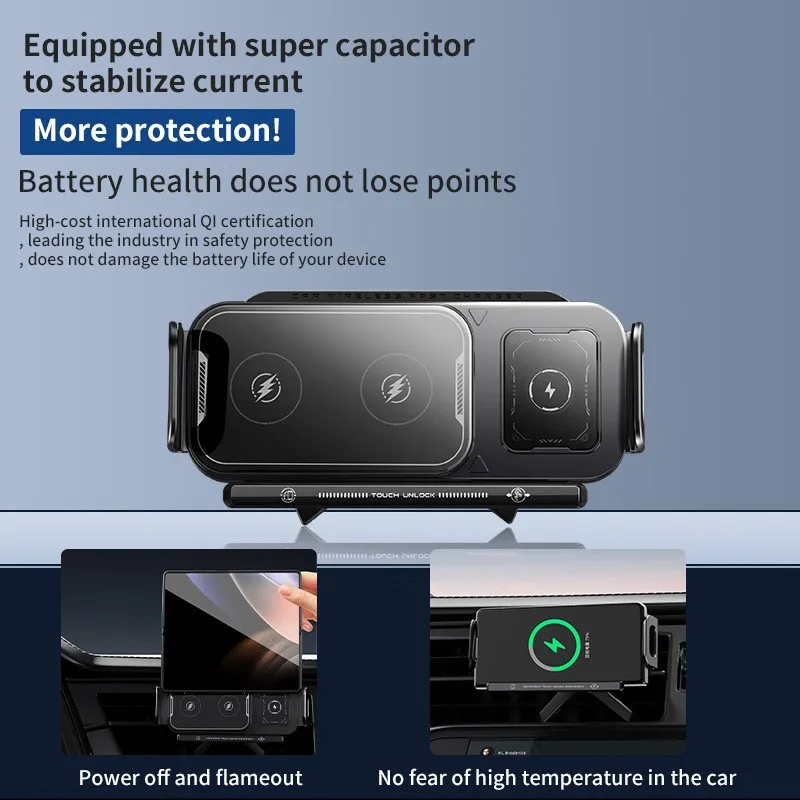 Auto Board Mobile Support Składany uchwyt na telefon Samochodowa ładowarka bezprzewodowa do Samsung Galaxy Fold 6 5 4 3 Z Flip iPhone Xiaomi