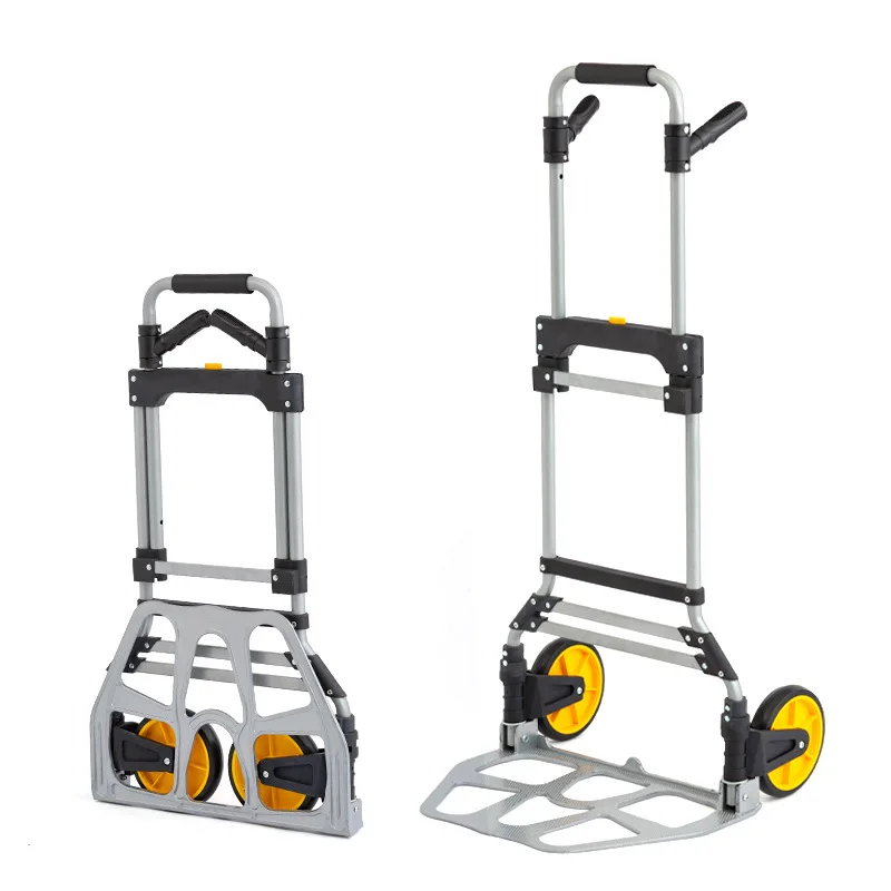 Folding Hand Truck Portable Cart Dolly with Telescoping Handle and Binding Rope for Moving Warehouse