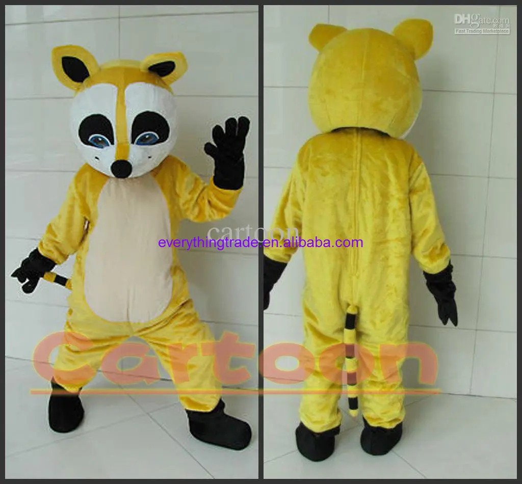 

New Adult Hot Sale Foam Cute Yellow Raccoon Cartoon Mascot Costume Plush Christmas Fancy Dress Halloween Mascot Costume