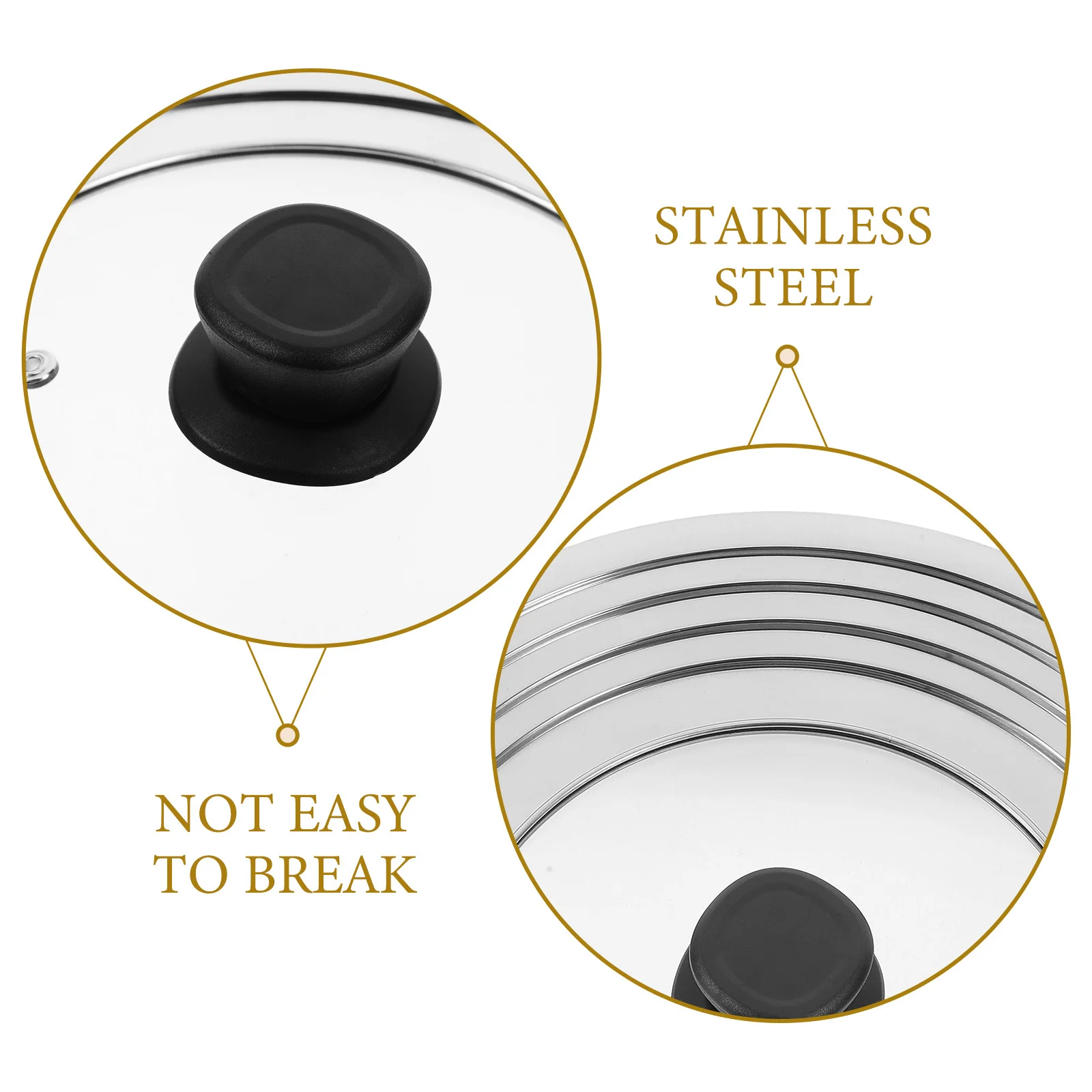 

Stainless Steel Rim Glass Pot Lid Spill-Proof Universal Pan Cover for Home Kitchen Cooking Use Stainless Steel Rim Lid