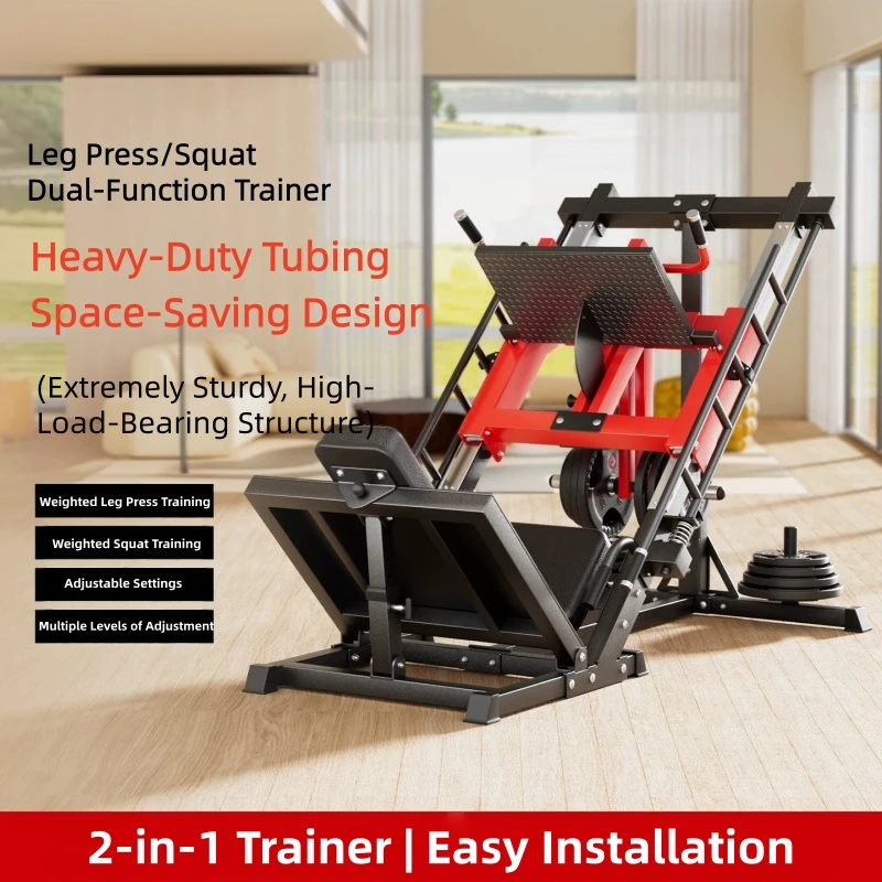 Home Gym 2-in-1 Leg Press Hack Squat Machine, Heavy Duty Lower Body Strength Trainer, 400KG Capacity Fitness Equipment
