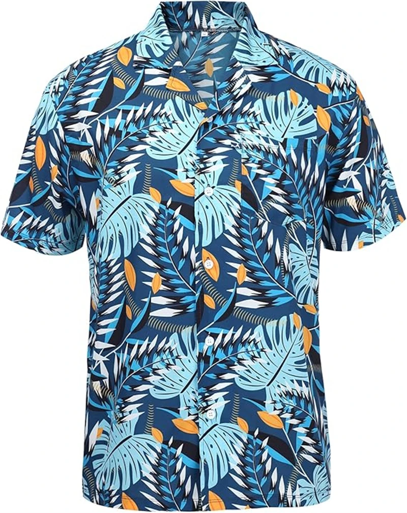 

Casual Men Hawaiian Shirt 3d Print Tropical Plants Pattern Shirt Mens Clothes Summer Casual Short Sleeved Unisex Shirt Polyester