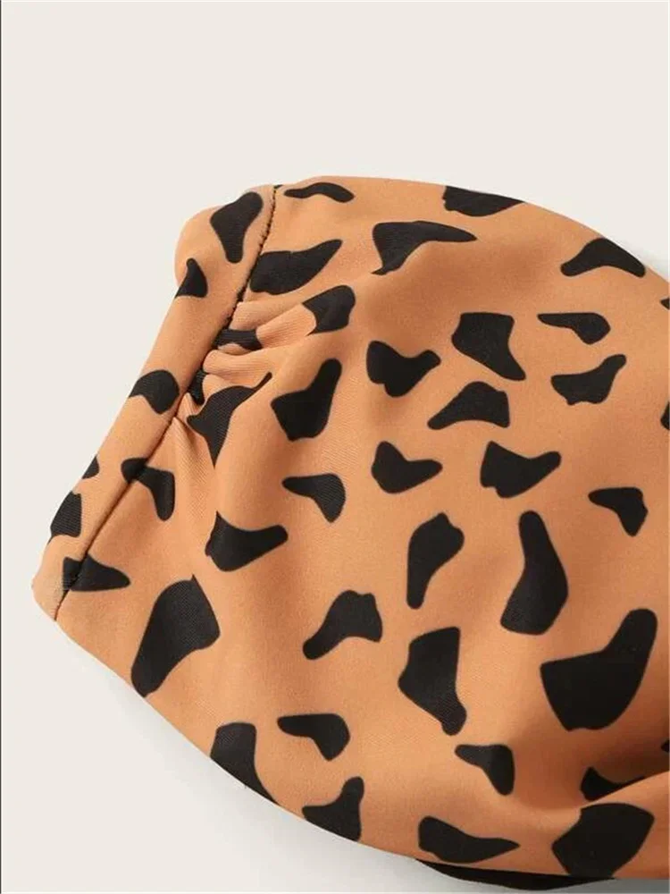 Strand-Bikini 2024, Frau, sexy vorne, Schnürung, Krawatte, Bandeau, Leoparden-Badeanzug, weiblich, Push-Up, Rüschen, Schleife, Badeanzug, Tanga, Bademode