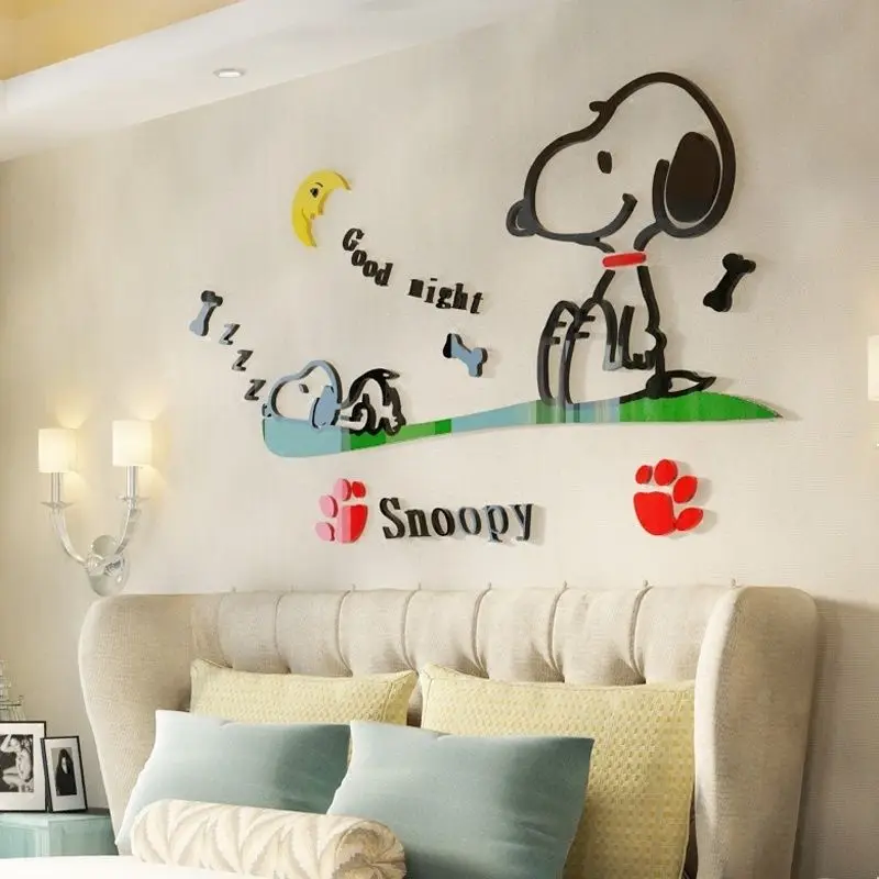 

Snoopy Wall Sticker Bedroom Bedside Children's Room Decoration Wall Decoration Sticker Acrylic 3D Wall Sticker Boy Gift