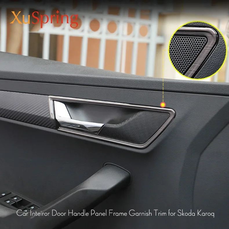 

Car Interior Door Handle Handrail Trim Frame Cover Bezel Stickers Decoration Styling 4Pcs/Set For Skoda Karoq 2017-2023