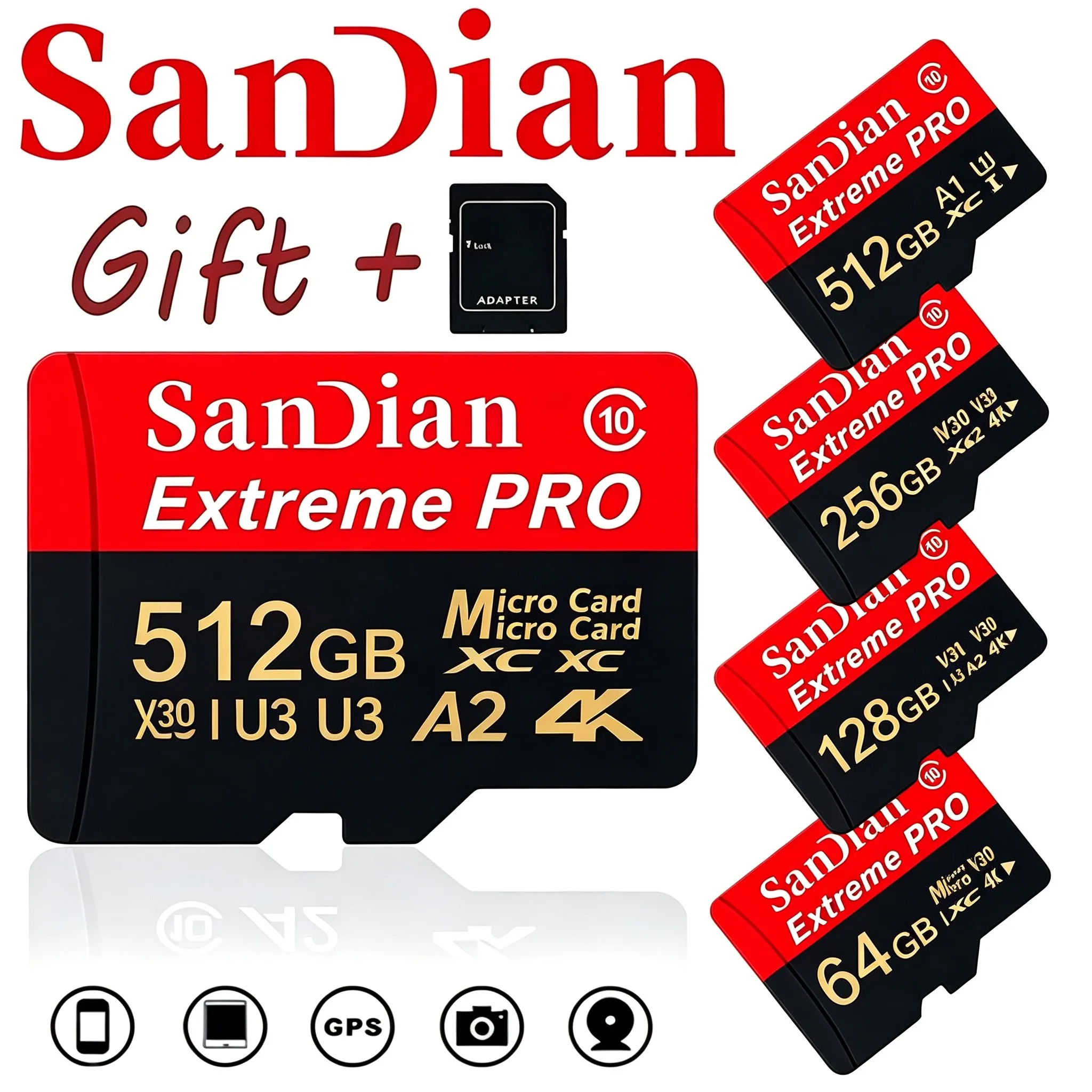 Bold Memory Card 256GB TF Cards 128GB Micro TF SD Card 32GB SD Cards A2 for Driving Recorder/Smartphone/GPS/Baby Monitor/Toy