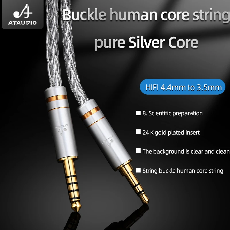 HIFI 4.4mm Balanced to 3.5mm Audio cable Pure Silver 4.4 to 3.5 Aux Upgrade Cable For WM1A/1Z PHA-1A/2A Z1R