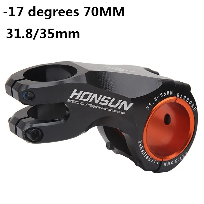 Bicycle Stem Aluminum Alloy -17° 70mm Riser Racing Cycle 35mm / 31.8mm CNC 17 Degree MTB XC Stem