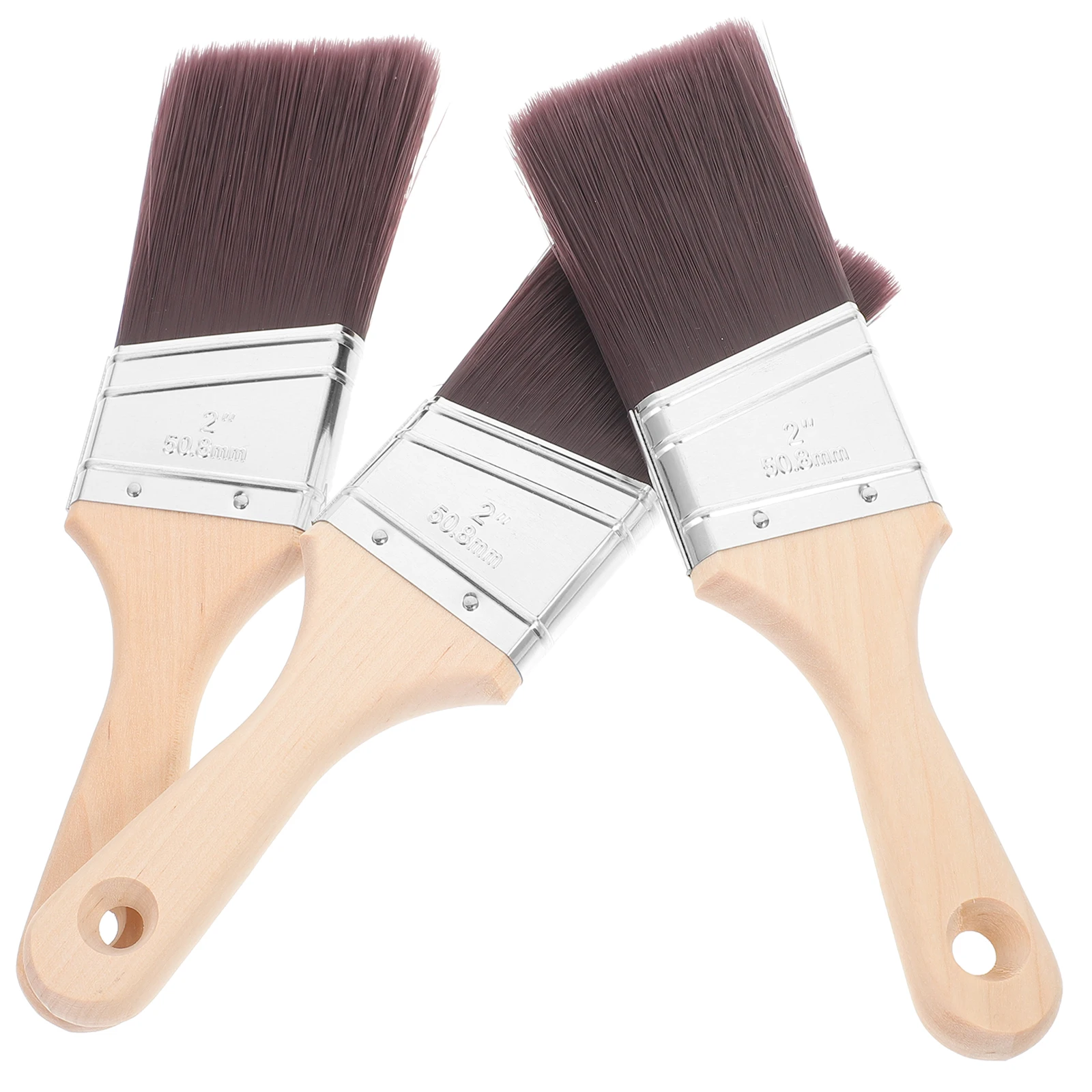 

3pcs Angled Paint Brushes Soft Bristle Portable Reusable Painting Tools For Wall Corner Wood Handle Multi-Use Art Brushes Home