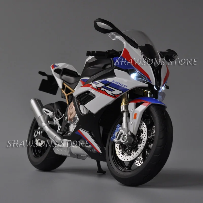 1:9 Scale Diecast Motorcycle Model Toy S1000RR Sport Bike Miniature Replica Working Headlights