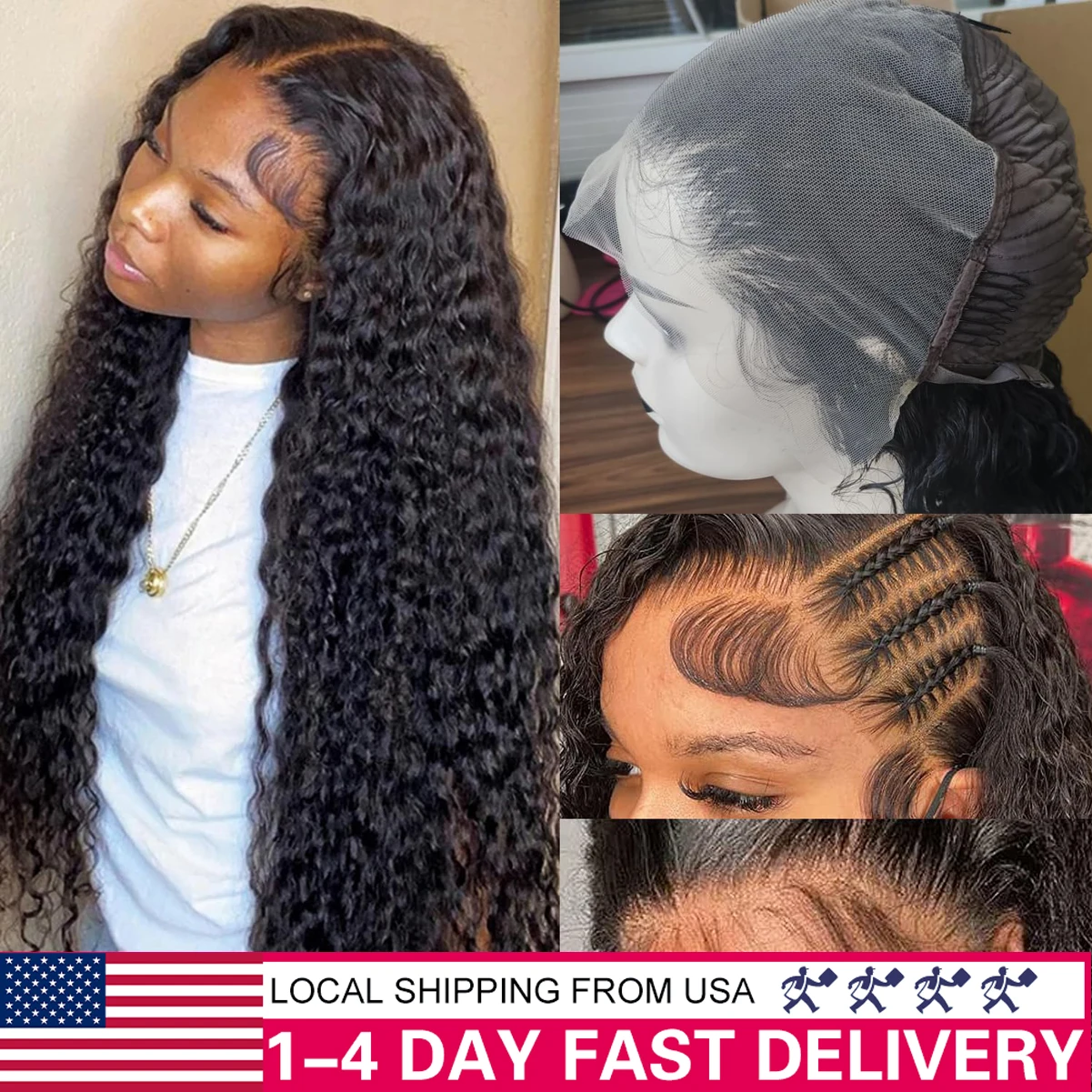 30 Inch 13x6 Lace Front Wigs Wet and Wavy Human Hair 180 Density  Curly Lace Frontal Wig Human Hair Pre Plucked with Baby Hair