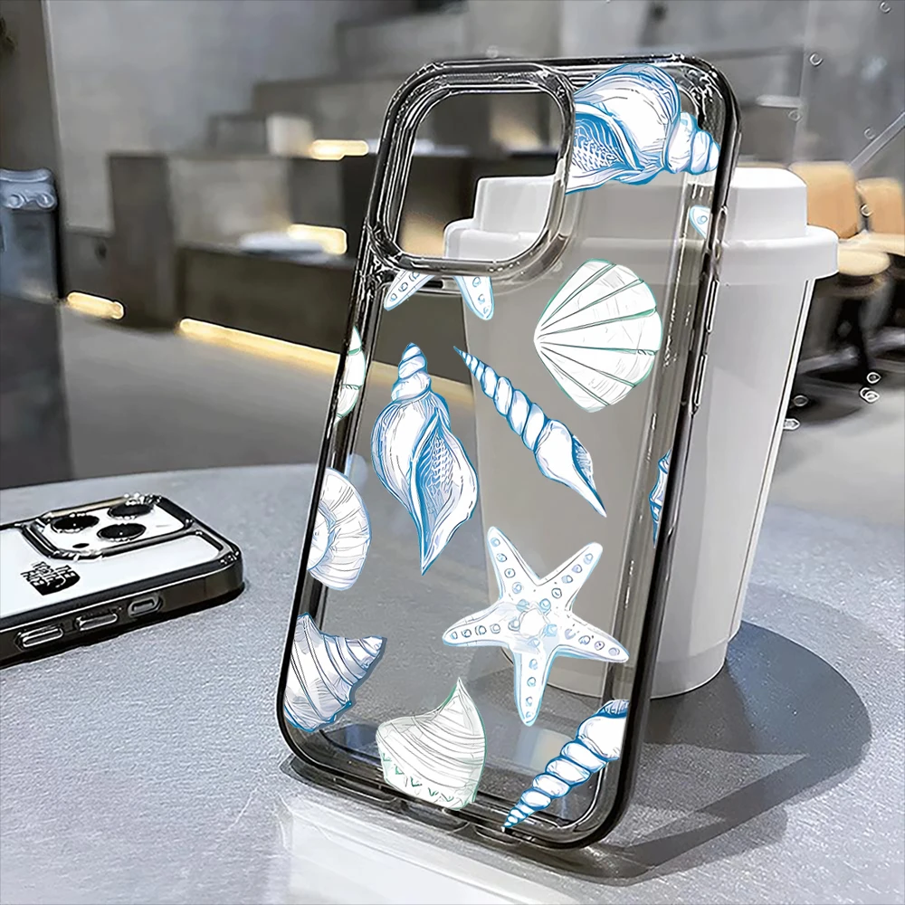 

Conch, starfish and shell transparent case,suitable for iPhone16,16Pro,16Pro Max,16plus to 11, 12, 13, 14, 15plus series