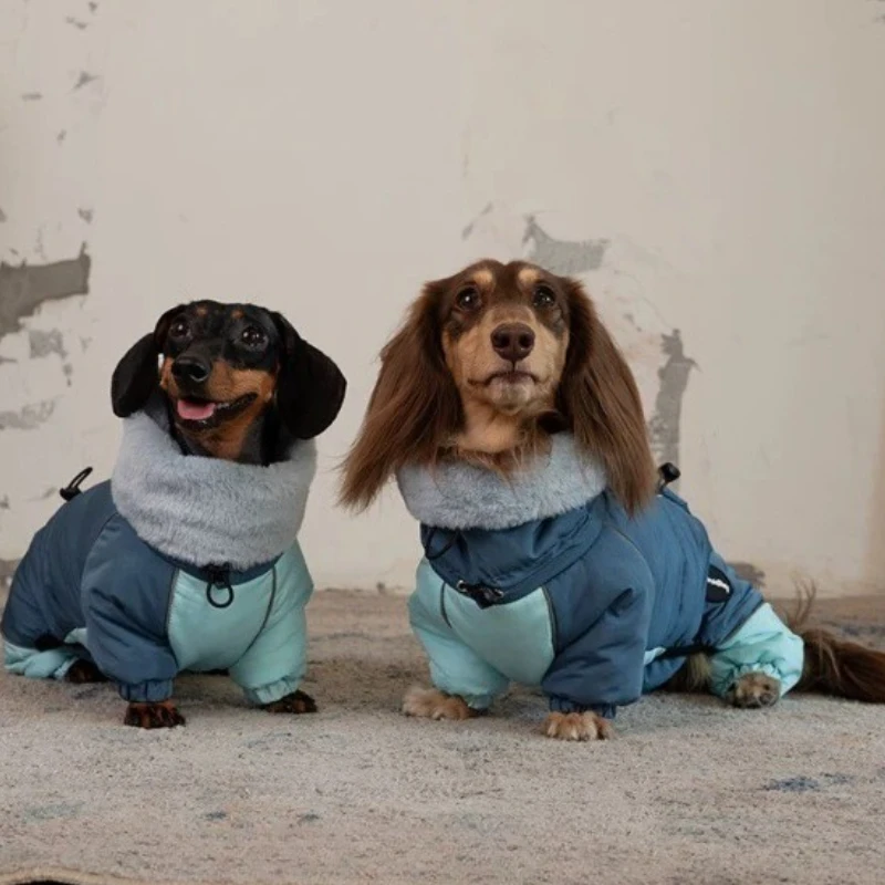 

Толстый пуховик для собак Wiener Dogs Cloud Wrap Series, утолщенная теплая четырехнопая хлопковая одежда для таксы, толстая куртка шнауцера