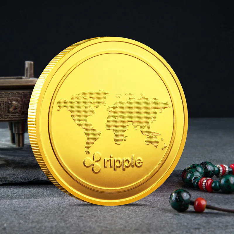 عملة تموج افتراضية رقمية XRP عملة تشفير مطلية بالذهب والفضة مع علبة بلاستيكية مجموعة فنية تذكارية للعملات المعدنية هدية تذكارية