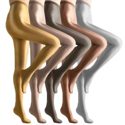 70 Den Oily Footed Tights Metallic Shiny High Glossy Dance Tights Plus Size Women Pantyhose Nightclub Catwalk