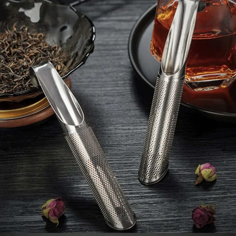 Stainless Steel Tea Infuser Long-Handle Pipe Design Metal Tea Strainer for Loose Tea Coffee Spice Filter Tea Steeper Accessories