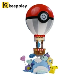 New Pokemon Building Block Pikachu Hot Air Balloon Lamplight Model Toy Home Decoration Brick Girl Toy Child Gifts