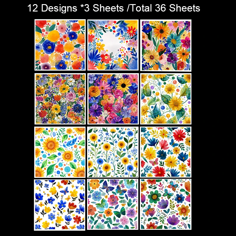 36 arkuszy papieru do scrapbookingu 15x15 cm: ręcznie rysowane cytaty do scrapbookingu, origami i pamiętnika wspomnień – unikalny zestaw