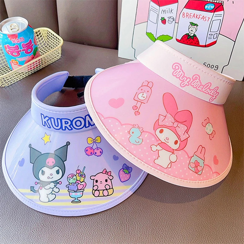 Kawaii Anime Sunscreen Hat Cute Kuromi Cinnamoroll My Melody Sun Hat Anti-Uv Sunshade Cap Summer Sun Hat Kids Gifts