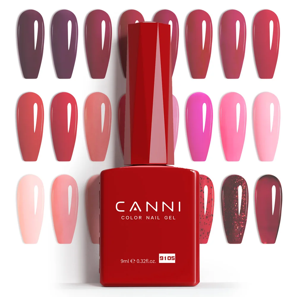 CANNI TPO/Hemaフリー ネイルジェルポリッシュ クリスマスレッドカラーコレクション セミパーマネントジェル 9ml フレンチゴージャスカラージェル