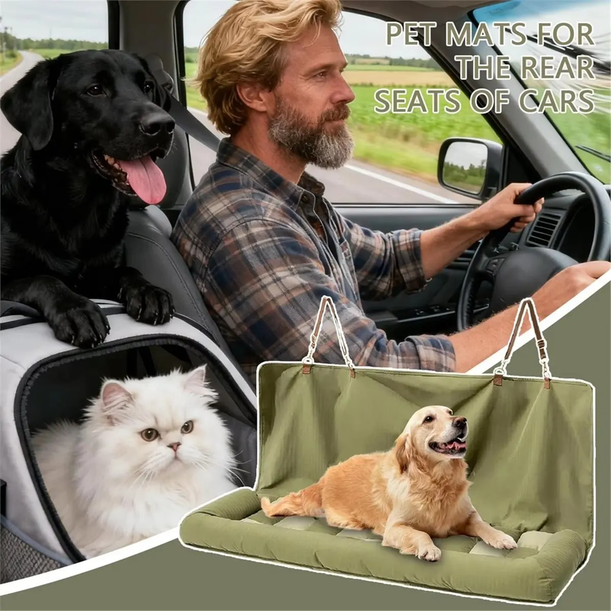 Ok siège arrière housse pour animaux de compagnie pour chiens imperméable siège arrière pour animaux de compagnie coussin tapis pliable siège arrière de voiture coussin pour chien pour remorque RV