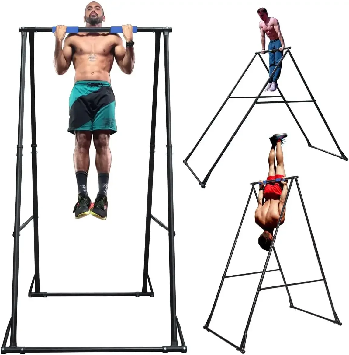 DON'T TOUCH GROUND Foldable Free Standing Pull Up Bar Stand Sturdy Power Tower Workout Station For Home Gym Strength Tra