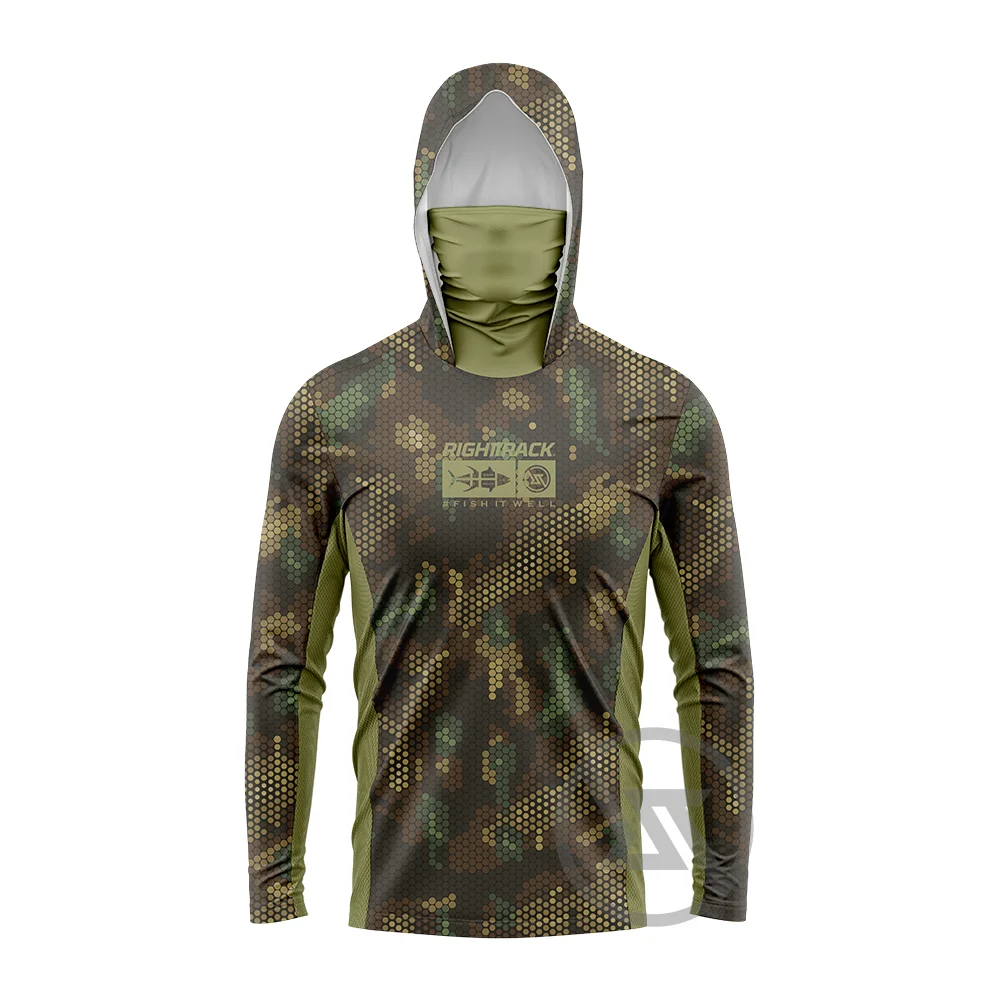 New Mask Hoodie Fishing Clothing UV UPF50+ Sun Protection Hiking Camping RIGHTTRACK Apparel