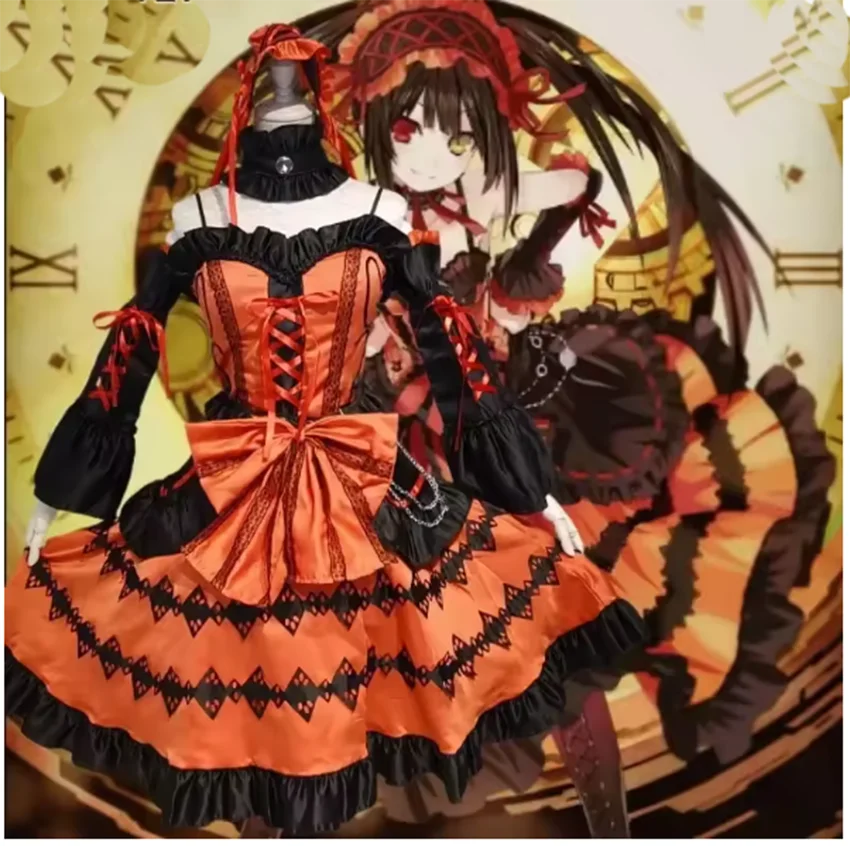 

2026 Anime Tokisaki Kurumi Cosplay Costume Date A Live Gorgeous Sweet Uniform Dress Halloween Party Role Play Stage Wear Stage