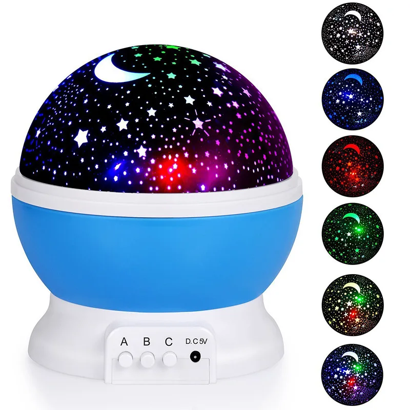 Rotating Starry Sky Projector LED Night Light Colorful Planetarium Star Moon Lamp Kids Bedroom Gift