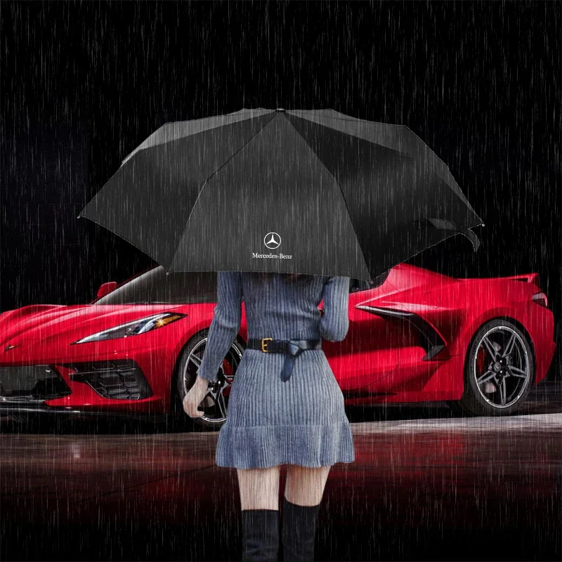 Windproof Rain Fully Automatic Compact 3 Folding Umbrella For Mercedes Benz AMG CLK CLA A180 W108 W201 W212 M ML GLA GLS E Class