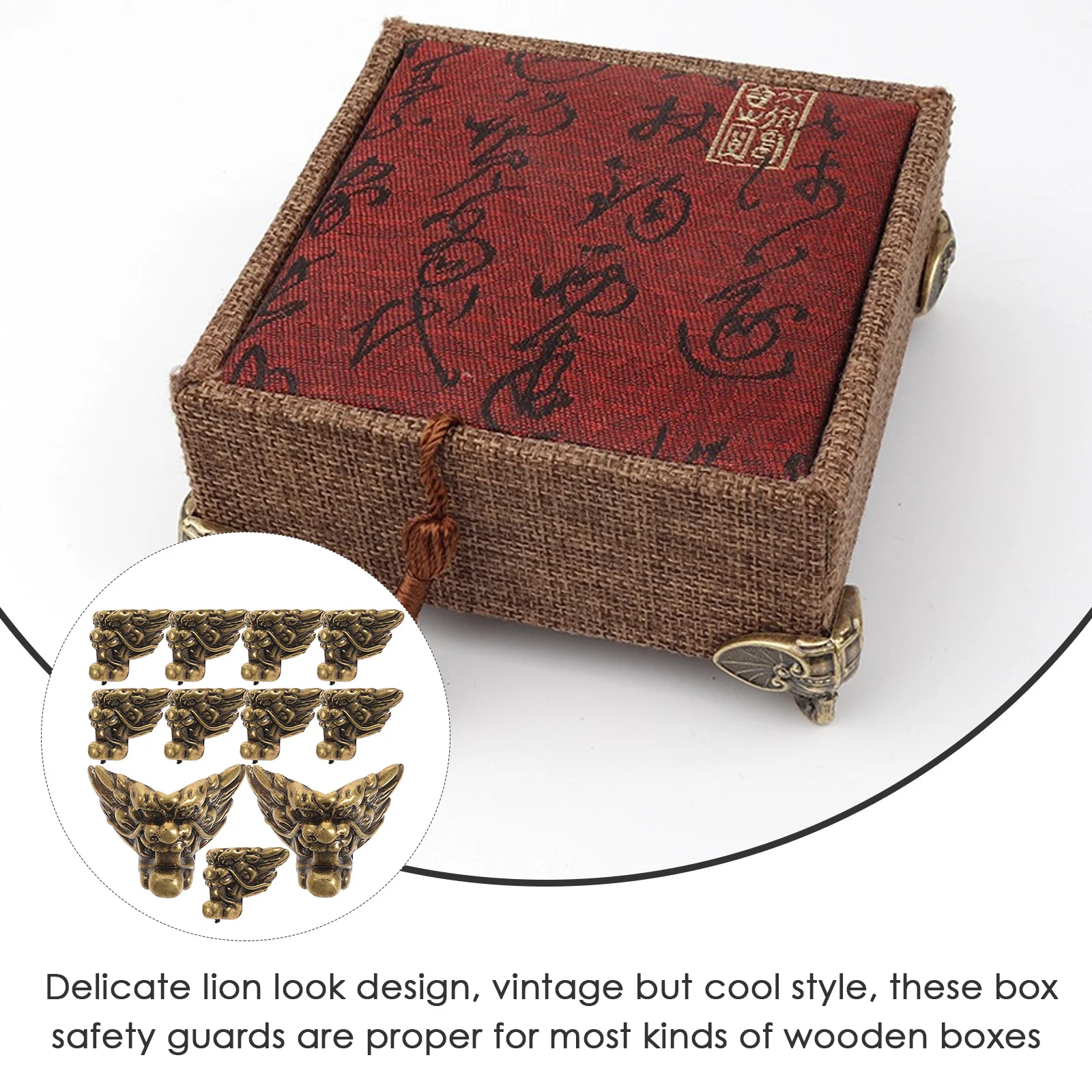

12Pcs Wooden Box Corner Protectors Lion Style Vintage Decorative Edges Covers for Jewelry Gift Wine Boxes Toolbox Safety Guards