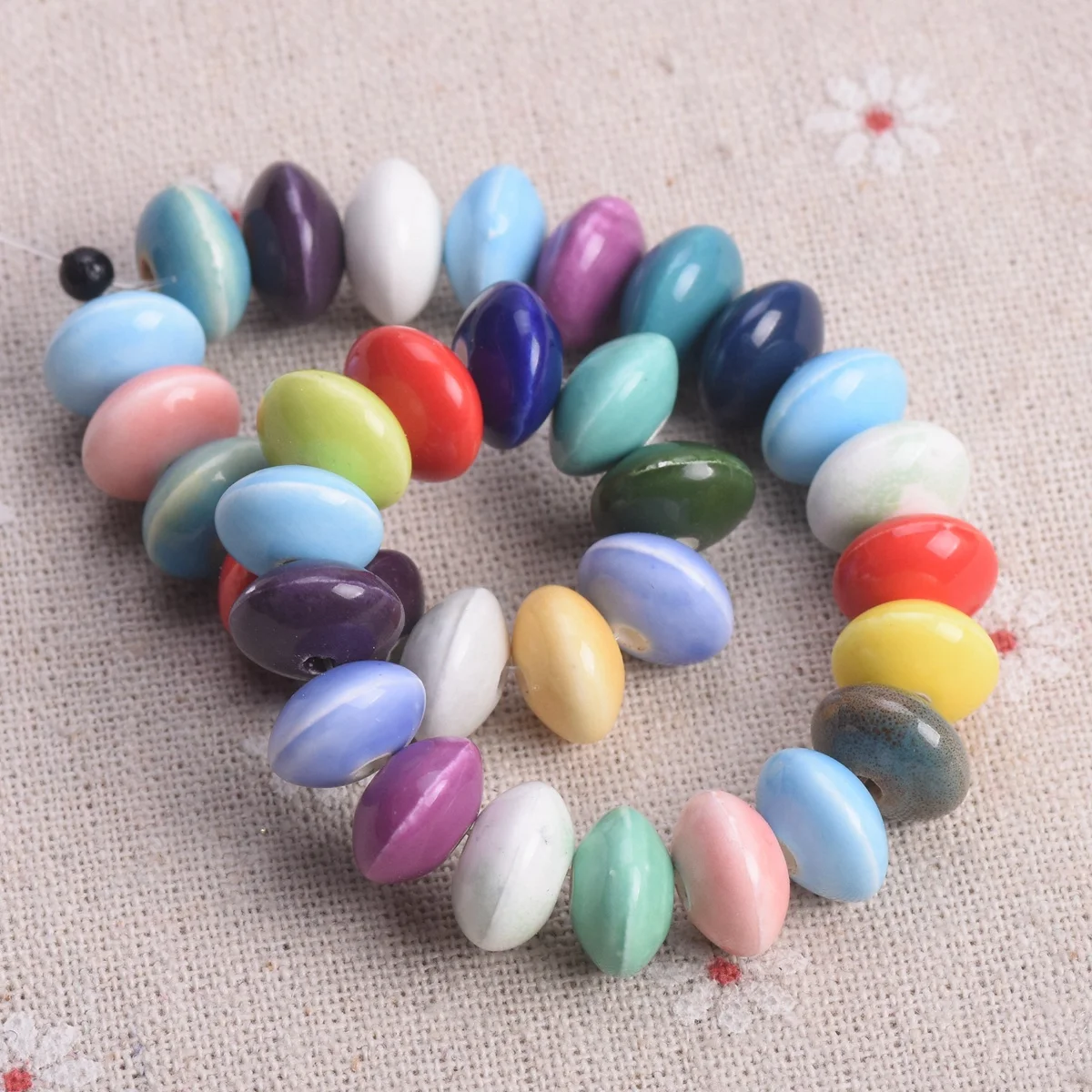 

20pcs 12x7mm Rondelle Ceramic Porcelain Loose Spacer Beads Lot For DIY Crafts Jewelry Making