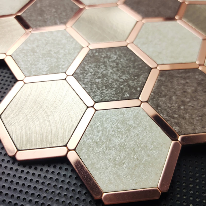 

Rose Gold Hexagonal Wall Sticker Decoration Background Wall Self-Adhesive Art Tile