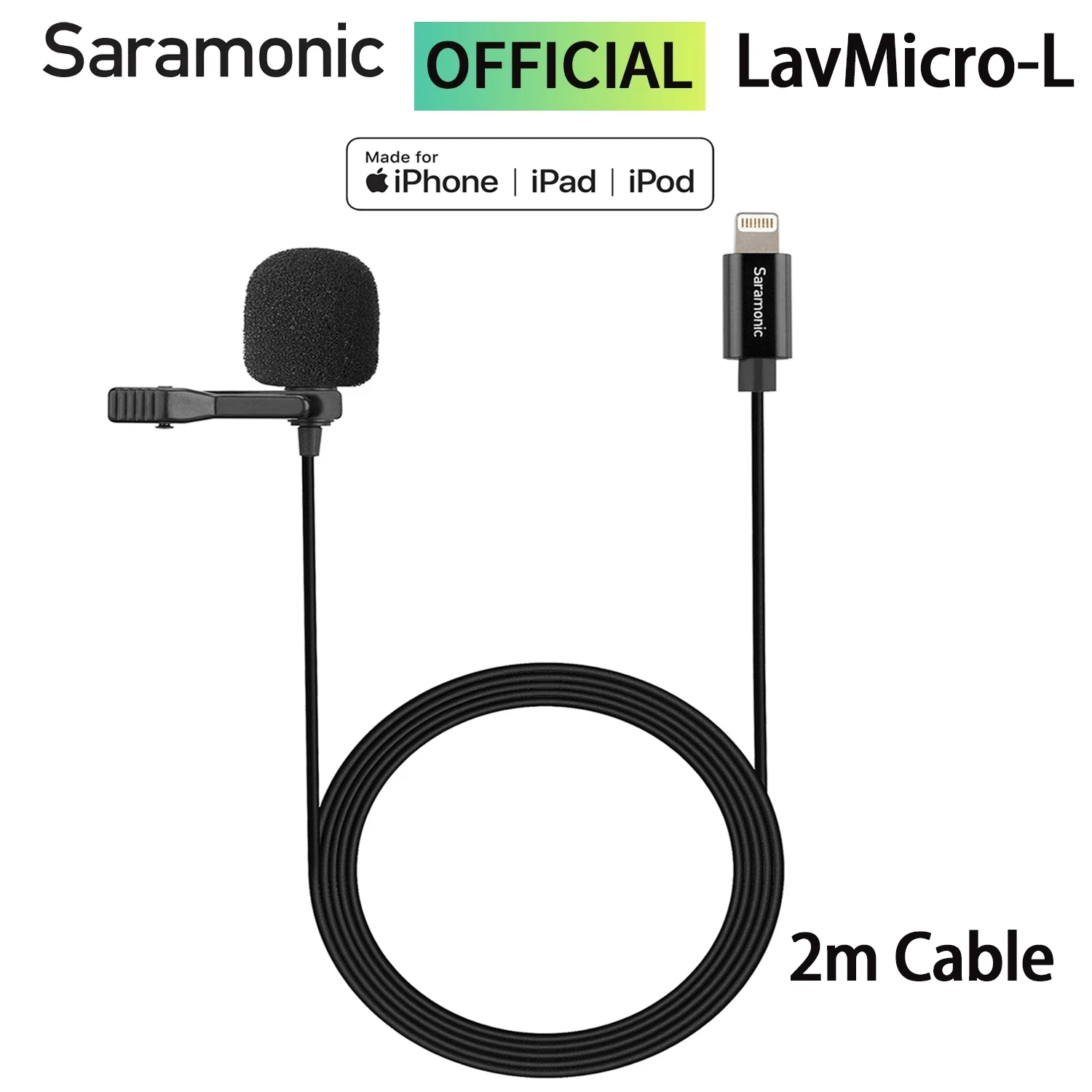 Saramonic LavMicro-L Condenser Lavalier Lapel Microphone for iPhone iPad iOS Devices Youtube Video Recording Live Streaming Vlog