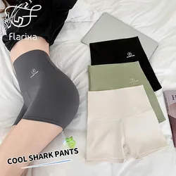 Flarixa New High Waist Flat Belly Panties Seamless Women's Shorts Under The Skirt Ice Silk Breathable Safety Shorts Boxer Briefs