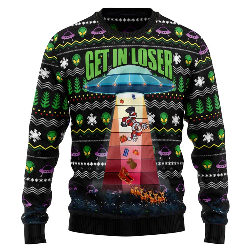 Picture 4: Funny Alien UFO Ugly Christmas Sweater For Men Women Happy New Year Hoodies Tops 2026  Holiday Party Oversized Sweatshirts