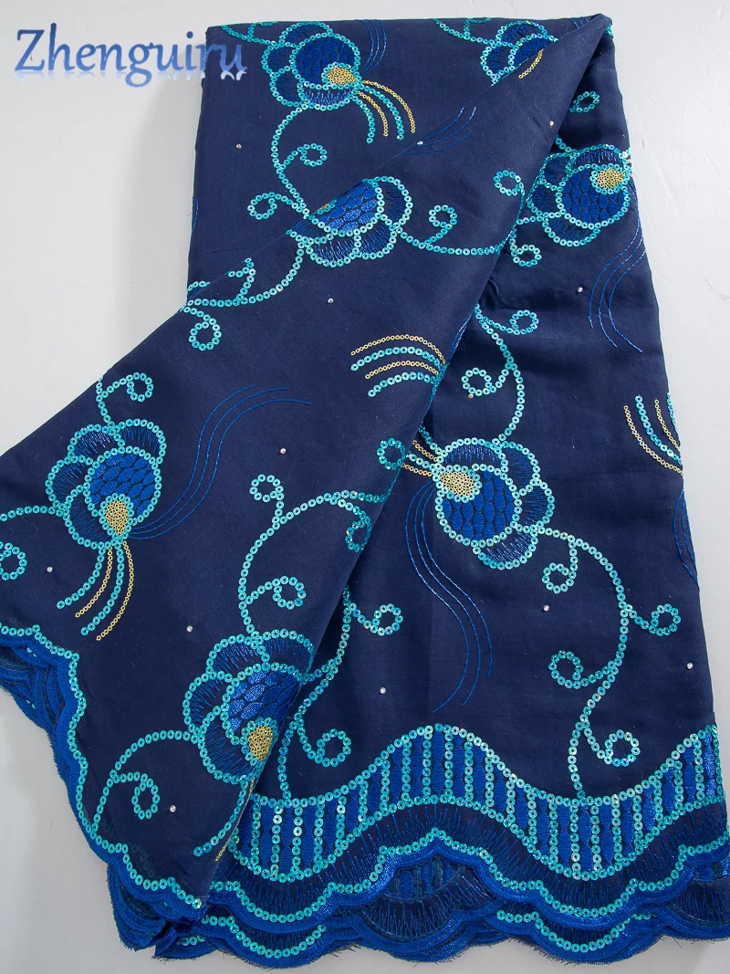 High Quality African Embroidered Cotton Lace Fabric 5 Yards 2025 Nigerian Swiss Voile Lace Fabric Wedding Dress for Women A4354