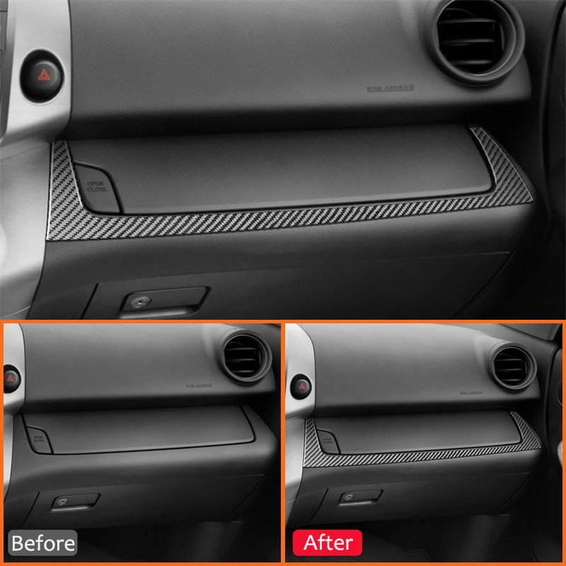 Para TOYOTA RAV4 2007-2013 fibra de carbono coche copiloto Panel embellecedor tira pegatina decorativa accesorios interiores