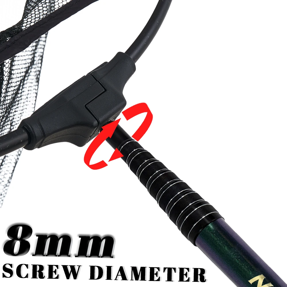 MBLN Teleskop-Kescher 3,85 m, faltbar, 58 cm, 45 cm Reifen, Chamäleonfarbe, langlebiges Aluminium-Magnesium für große Fische – Detail 4